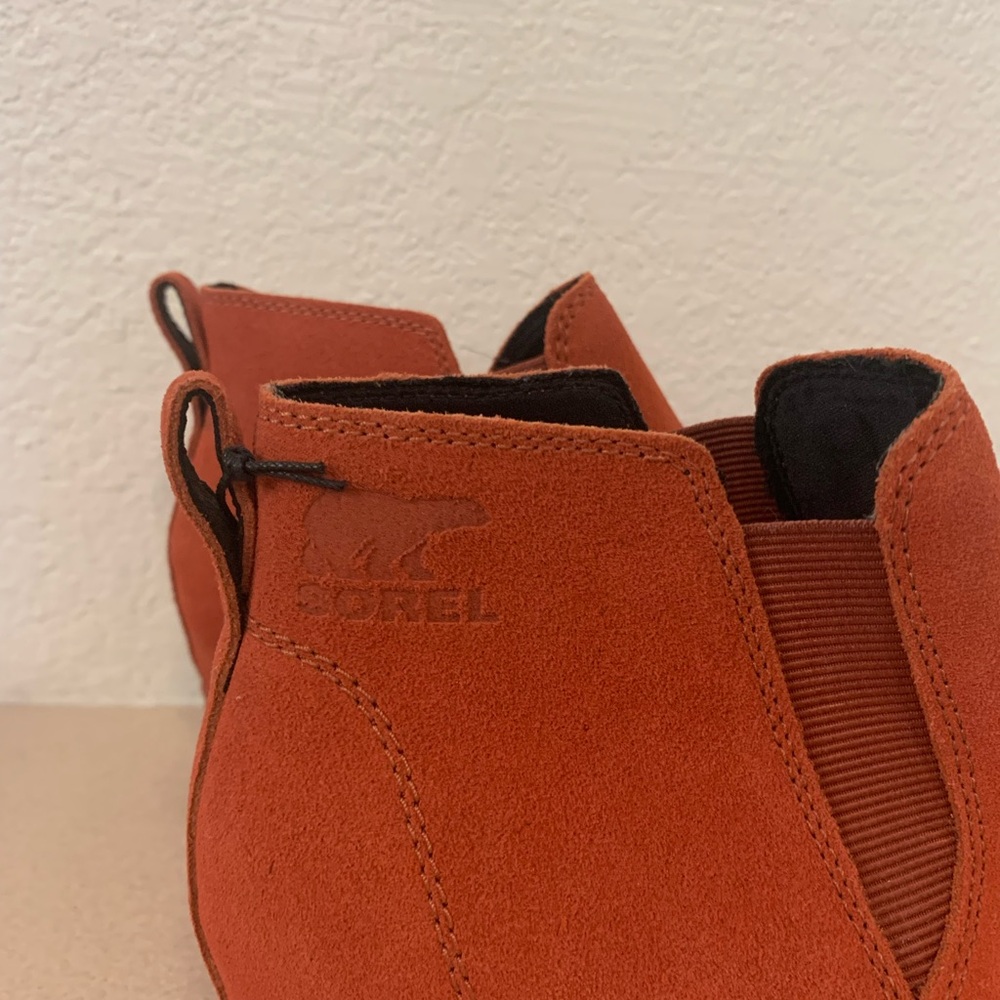 Sorel Orange Ankle Booties with Suede Texture - Picture 3 of 13